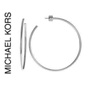 Michael Kors Jewelry - NWT authentic MK Silver tone large hoop earrings Michael Kors Jewelry - NWT authentic MK Silver tone large hoop earrings